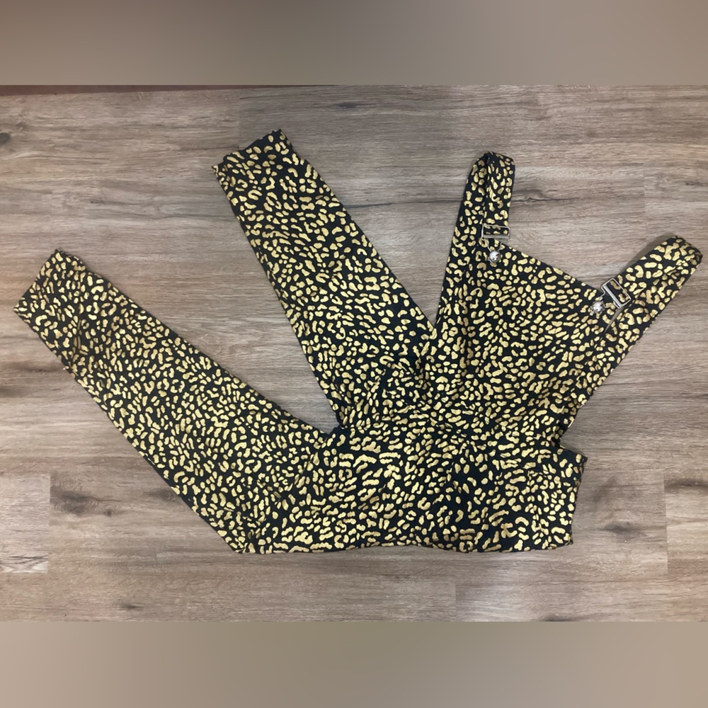 NEW Hand Sewn Gold Leopard Overalls
